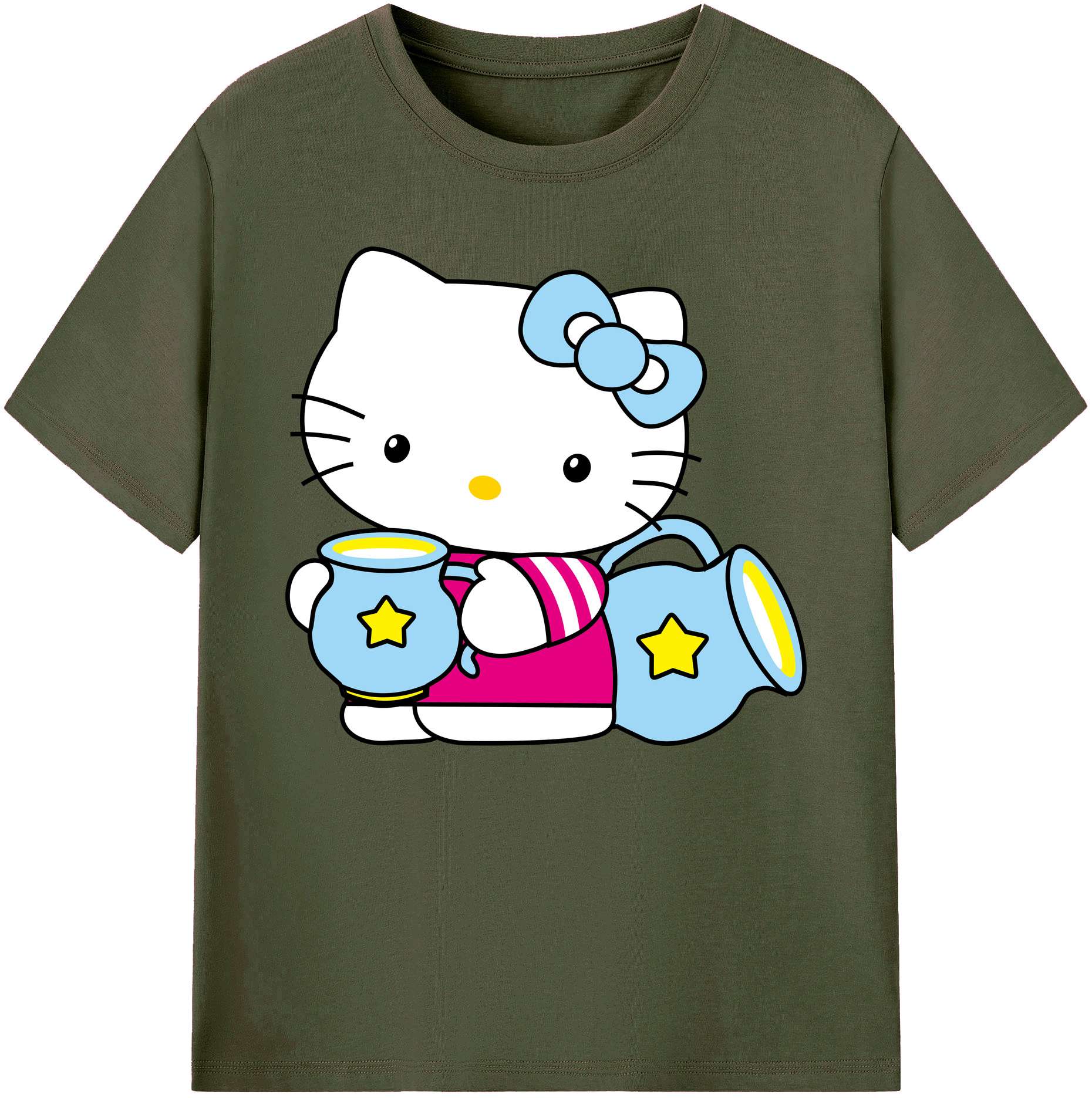 （画像用） Hello Kitty ハローキティ 綿100％ メンズ半袖Tシャツ｜肌触りやわらか＆通気性